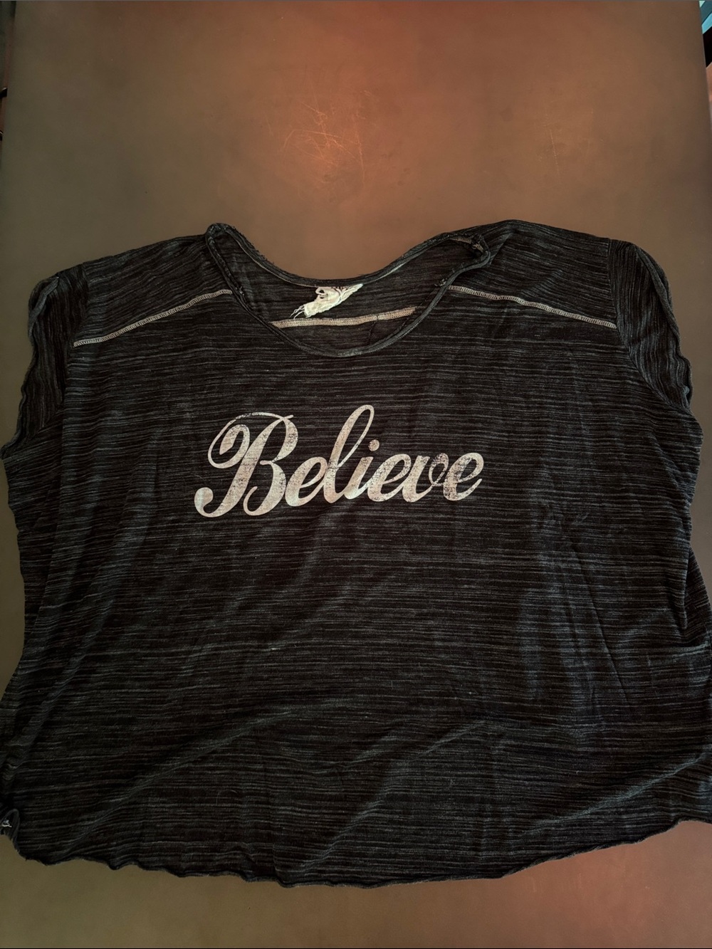 Free People 'Believe' Graphic Tee - Black Striped